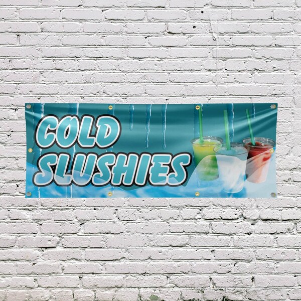 Signmission Cold Slushies, 36 Inch x 96 Inch, Vinyl Banner - B-96-30518