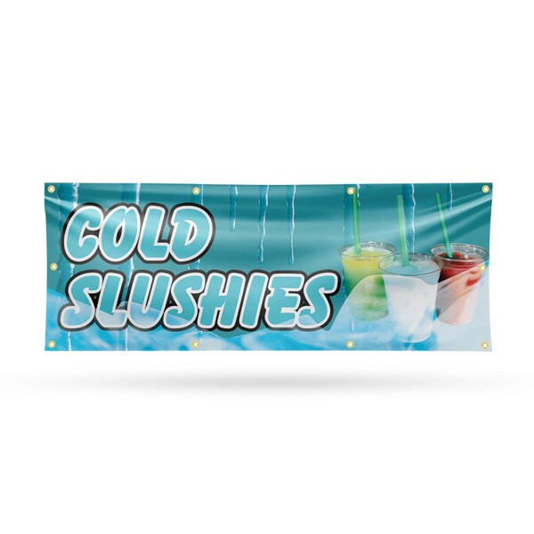 Signmission Cold Slushies, 36 Inch x 96 Inch, Vinyl Banner - B-96-30518