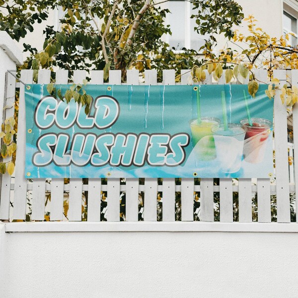 Signmission Cold Slushies, 36 Inch x 96 Inch, Vinyl Banner - B-96-30518