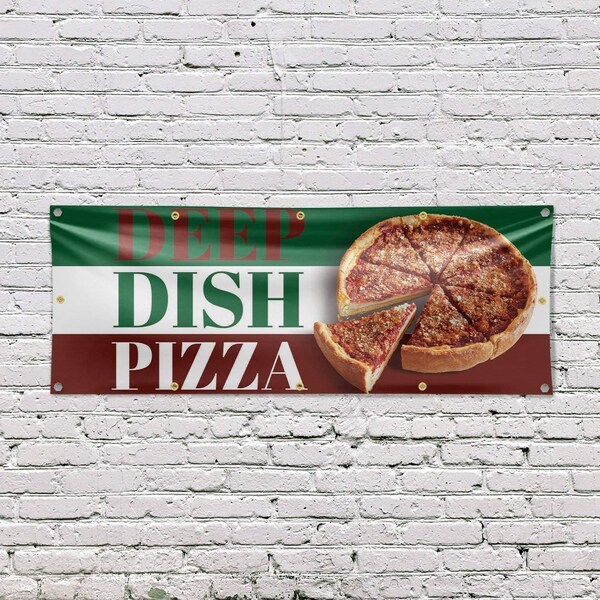 Signmission Deep Dish Pizza, 48 Inch x 120 Inch, Vinyl Banner - B-120-30535