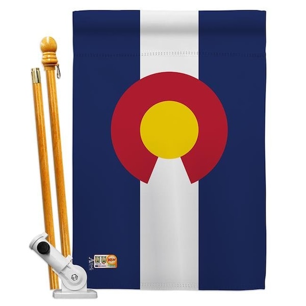 Americana Home & Garden Americana Home & Garden AA-SS-HS-140506-IP-BO-D-US18-AG 28 x 40 in. Colorado States Impressions Decorative Vertical Double Sided House Flag Set & Pole Bracket Hardware Flag Set - HS140506-BO
