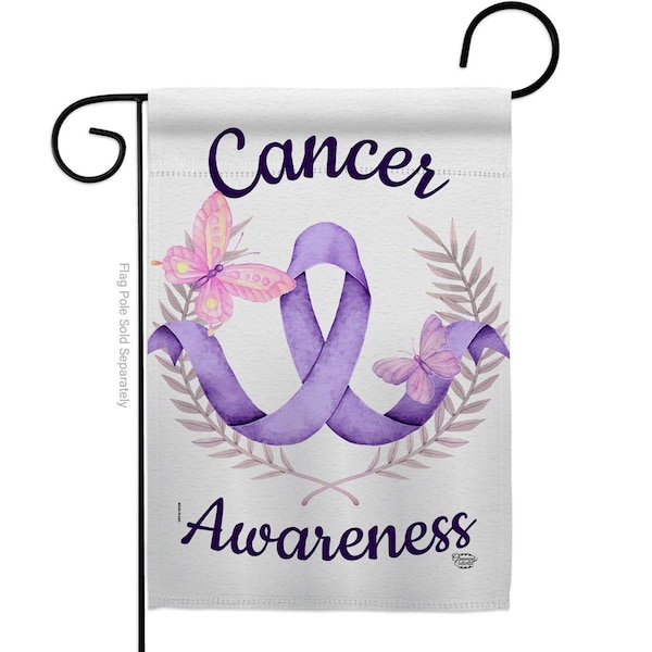 Cuadrilatero 13 x 18.5 in. Cancer Awareness Garden Flag with Support Double-Sided Decorative Vertical Flags - CU4223740