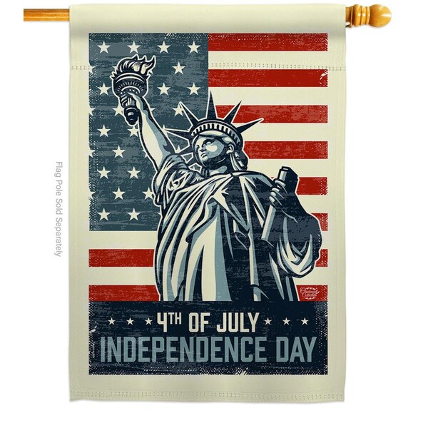 Cuadrilatero 28 x 40 in. Liberty July 4th American Vertical House Flag with Dbl-Sided  Banner Garden Yard Gift - CU3953833