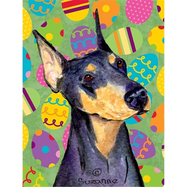 Carolines Treasures 28 x 40 in. Doberman Easter Eggtravaganza House Size Canvas Flag - SS4840CHF