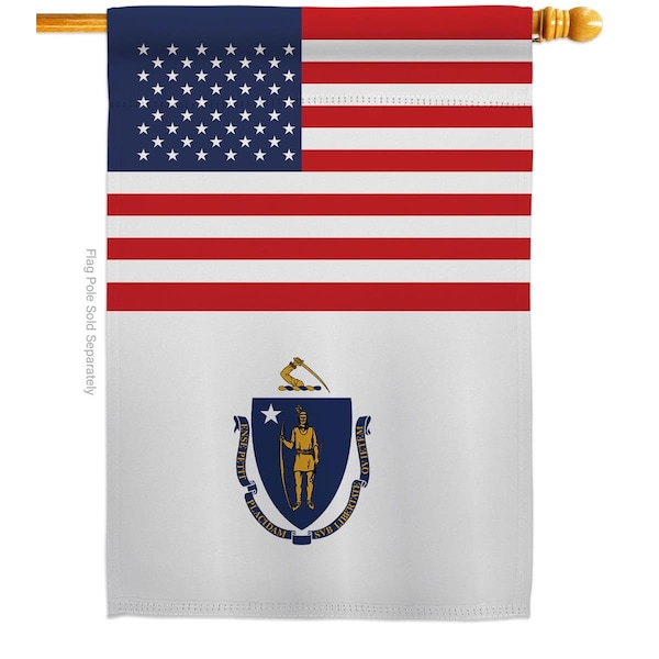 Guarderia 28 x 40 in. USA Massachusetts American State Vertical House Flag with Double-Sided Banner Garden - GU3904760