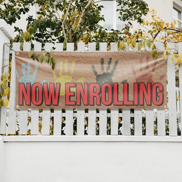 Signmission Now Enrolling, 18 Inch x 48 Inch, Vinyl Banner - B-30760