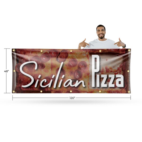 Signmission Sicilian Pizza, 48 Inch x 120 Inch, Vinyl Banner - B-120-30854