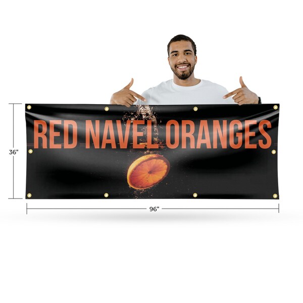 Signmission Red Navel Oranges, 36 Inch x 96 Inch, Vinyl Banner - B-96-30831