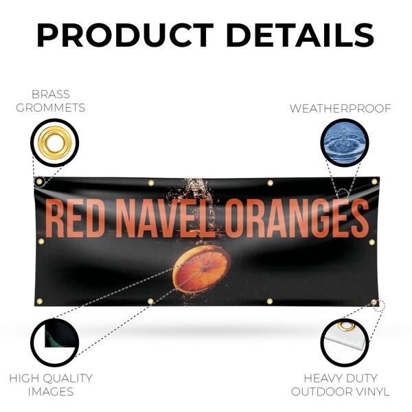 Signmission Red Navel Oranges, 36 Inch x 96 Inch, Vinyl Banner - B-96-30831