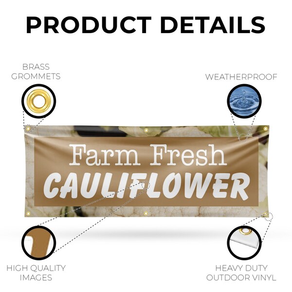 Signmission Farm Fresh Cauliflower, 24 Inch x 72 Inch, Vinyl Banner - B-72-30586