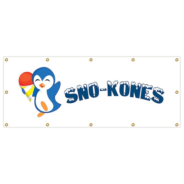 Signmission Sno Kones Banner Heavy Duty 13 Oz Vinyl with Grommets Single Sided - B-120 SNO KONES