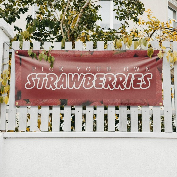 Signmission Pick Your Own Strawberries, 18 Inch x 48 Inch, Vinyl Banner - B-30798