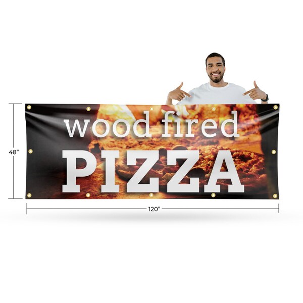 Signmission Wood Fired Pizza, 48 Inch x 120 Inch, Vinyl Banner - B-120-30948