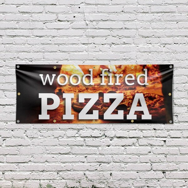 Signmission Wood Fired Pizza, 48 Inch x 120 Inch, Vinyl Banner - B-120-30948