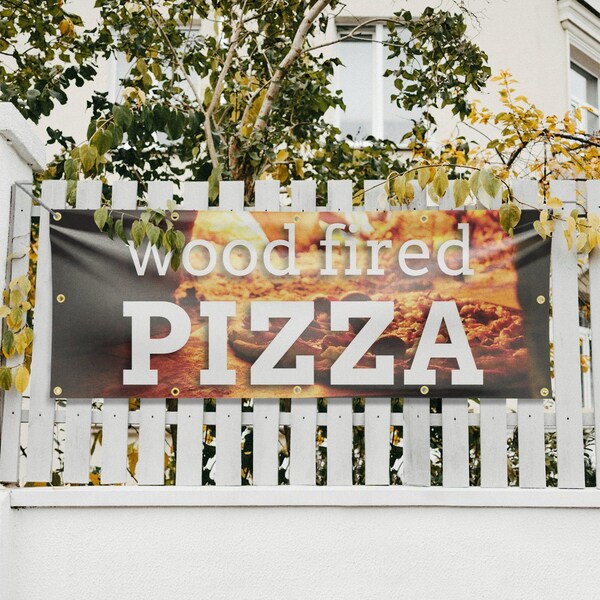 Signmission Wood Fired Pizza, 48 Inch x 120 Inch, Vinyl Banner - B-120-30948