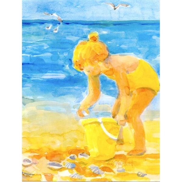 Carolines Treasures 11 x 15 In. Little Girl At The Beach Flag- Garden Size - 6016GF