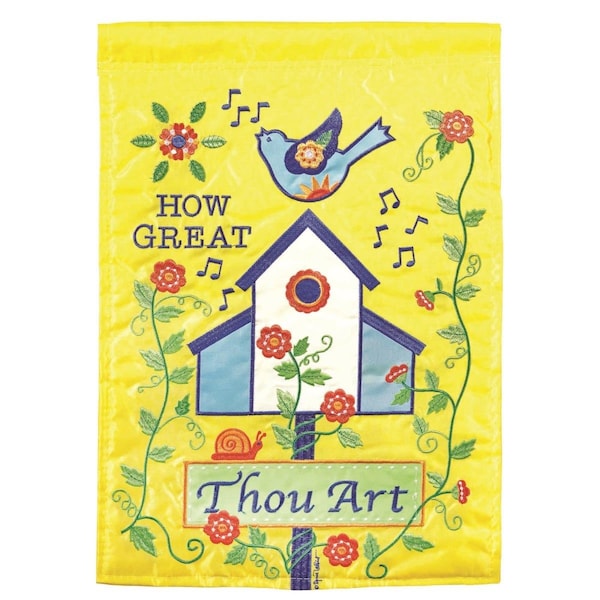 Magnolia Gardens 13 x 18 in Double Applique BirdhouseHow Great Garden Flag - FLAG2020