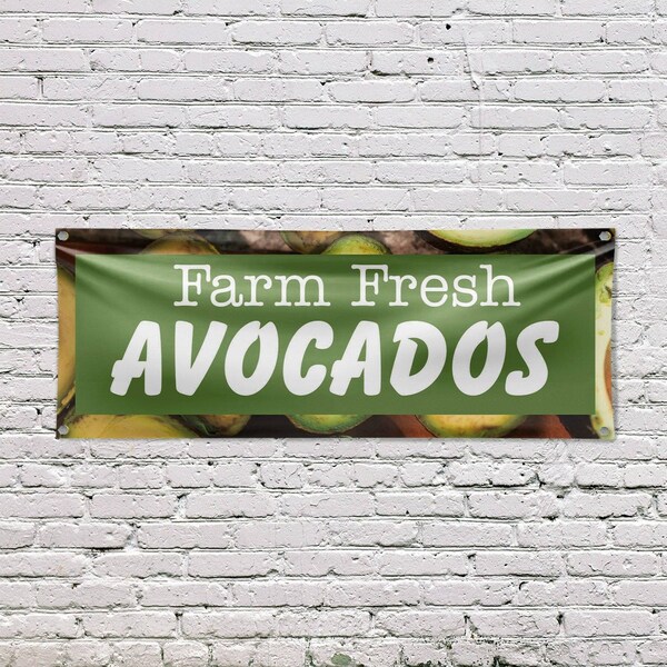 Signmission Farm Fresh Avocados, 18 Inch x 48 Inch, Vinyl Banner - B-30575