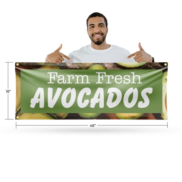 Signmission Farm Fresh Avocados, 18 Inch x 48 Inch, Vinyl Banner - B-30575