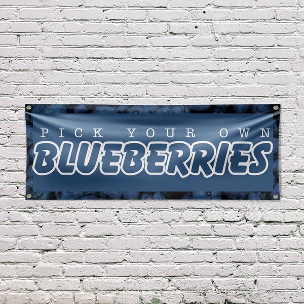 Signmission Pick Your Own Blueberries, 18 Inch x 48 Inch, Vinyl Banner - B-30789