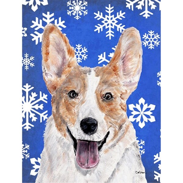 Patioplus Cardigan Corgi Winter Snowflakes Flag Garden Size - PA895055