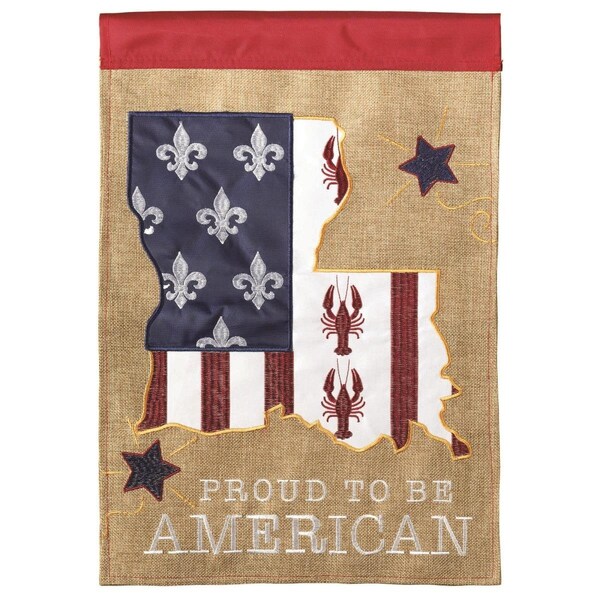 Dicksons 13 x 18 in Flag Double Applique Proud Americian Fld Burlap Garden - M011108