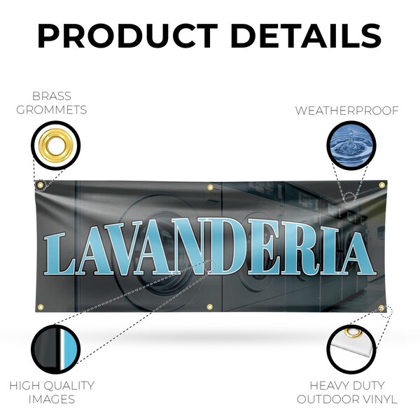 Signmission Lavanderia, 24 Inch x 72 Inch, Vinyl Banner - B-72-30725