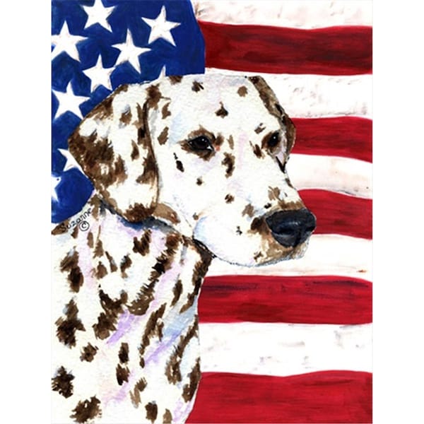 Patioplus 11 x 15 in. Usa American Flag With Dalmatian Flag Garden Size - PA247284