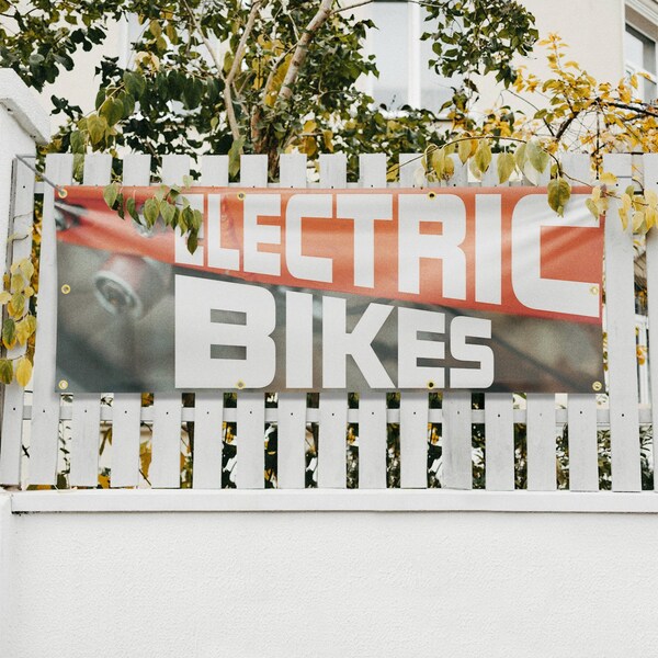 Signmission Electric Bikes, 36 Inch x 96 Inch, Vinyl Banner - B-96-30555