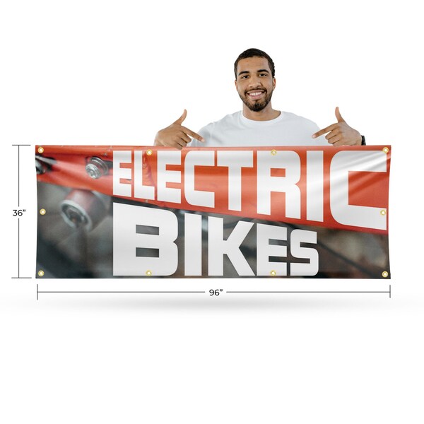 Signmission Electric Bikes, 36 Inch x 96 Inch, Vinyl Banner - B-96-30555