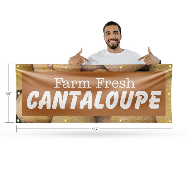 Signmission Farm Fresh Cantaloupe, 36 Inch x 96 Inch, Vinyl Banner - B-96-30584