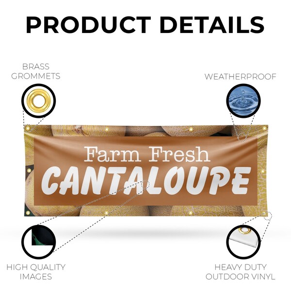 Signmission Farm Fresh Cantaloupe, 36 Inch x 96 Inch, Vinyl Banner - B-96-30584
