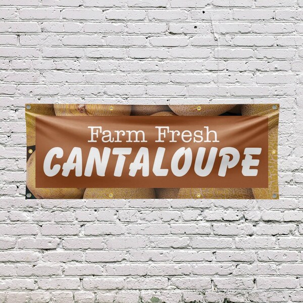 Signmission Farm Fresh Cantaloupe, 36 Inch x 96 Inch, Vinyl Banner - B-96-30584