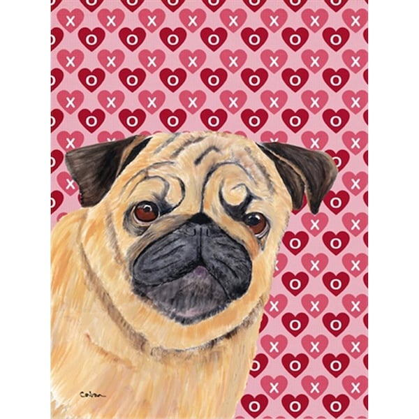 Patioplus 15 x 15 In. Pug Hearts Love And Valentines Day Portrait Flag; Garden Size - PA246714