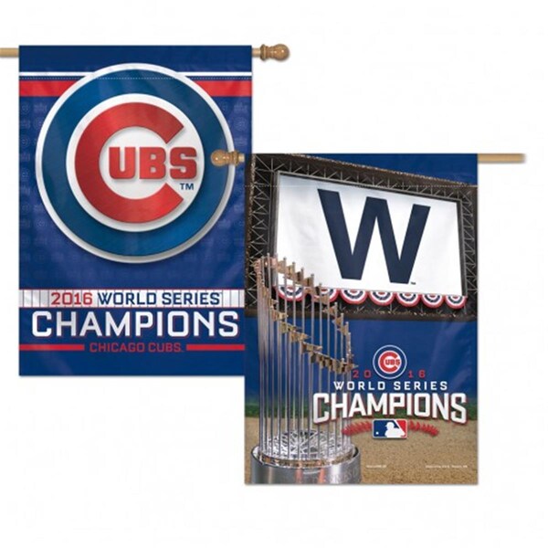 Wincraft Chicago Cubs Banner 28x40 Vertical 2 Sided 2016 World Series Champs Design - 3208599321