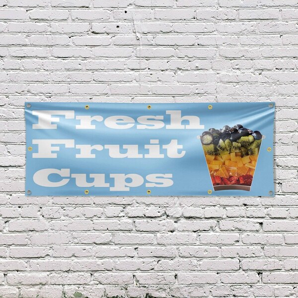 Signmission Fresh Fruit Cups, 48 Inch x 120 Inch, Vinyl Banner - B-120-30656