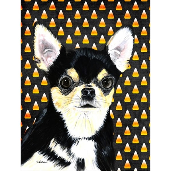 Patioplus Chihuahua Candy Corn Halloween Portrait Canvas Flag - House Size; 28 x 40 in. - PA251257
