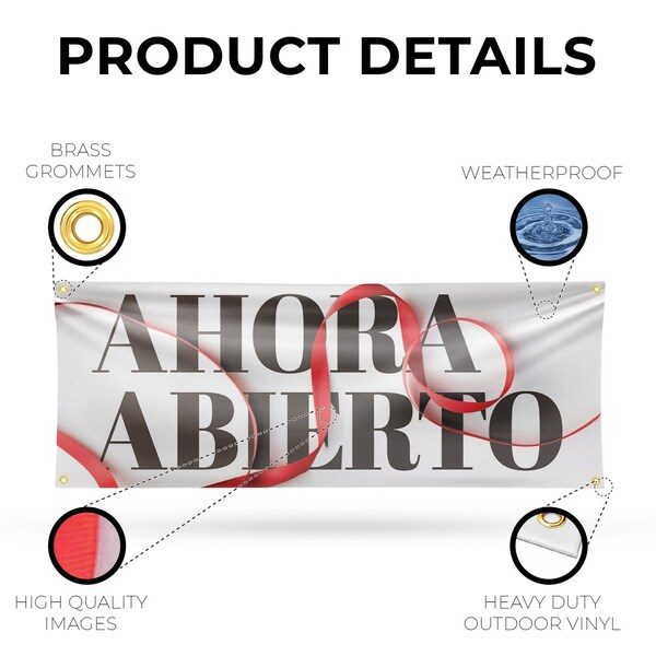 Signmission Ahora Abierto, 18 Inch x 48 Inch, Vinyl Banner - B-30455
