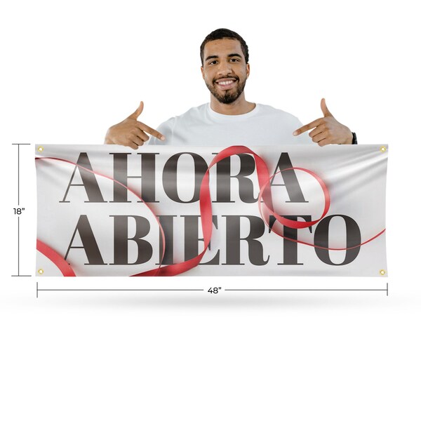 Signmission Ahora Abierto, 18 Inch x 48 Inch, Vinyl Banner - B-30455