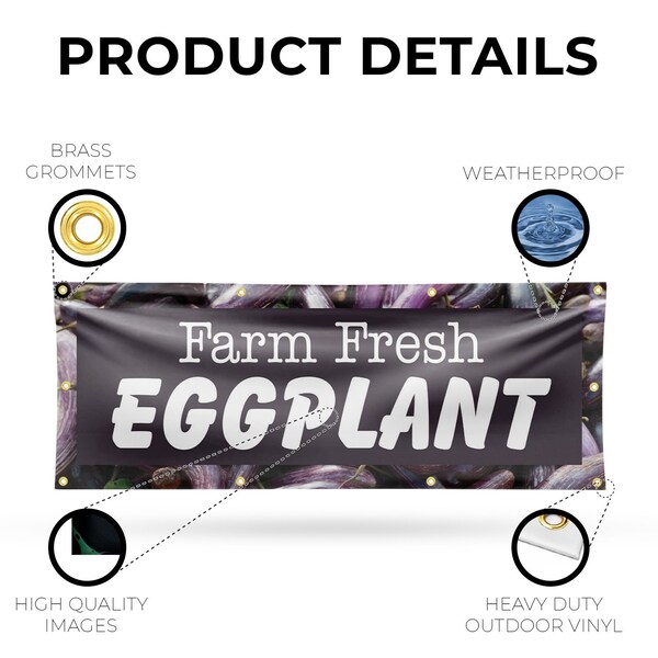 Signmission Farm Fresh Eggplant, 36 Inch x 96 Inch, Vinyl Banner - B-96-30591