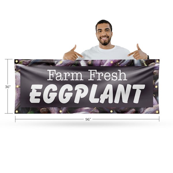Signmission Farm Fresh Eggplant, 36 Inch x 96 Inch, Vinyl Banner - B-96-30591