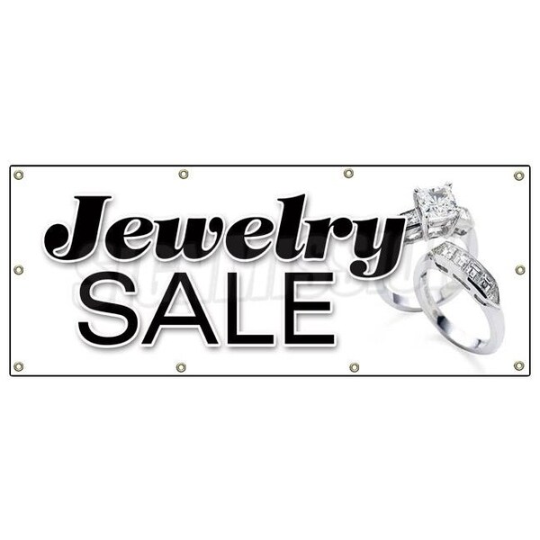 Signmission JEWELRY SALE BANNER SIGN signs store jeweler watches ring earrings - B-96 JEWELRY SALE