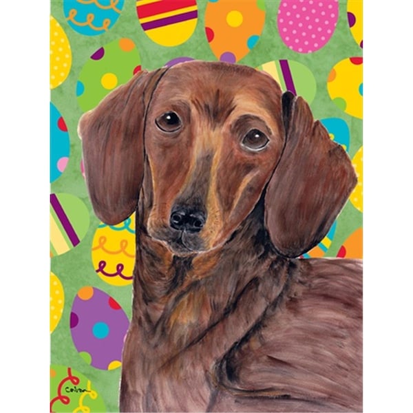 Carolines Treasures 28 x 40 in. Dachshund Easter Eggtravaganza House Size Canvas Flag - SC9448CHF
