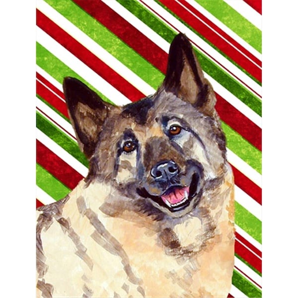 Patioplus 11 x 15 in. Norwegian Elkhound Candy Cane Holiday Christmas Garden Size Flag - PA245639
