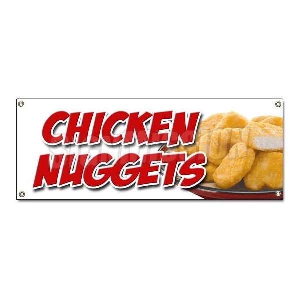 Signmission CHICKEN NUGGETS BANNER SIGN fried nuggets fingers tenders food white - B-CHICKEN NUGGETS