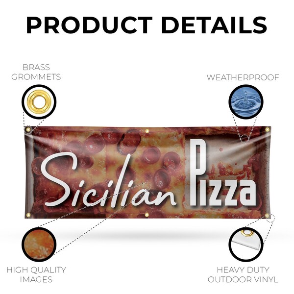 Signmission Sicilian Pizza, 24 Inch x 72 Inch, Vinyl Banner - B-72-30854