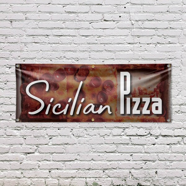 Signmission Sicilian Pizza, 24 Inch x 72 Inch, Vinyl Banner - B-72-30854