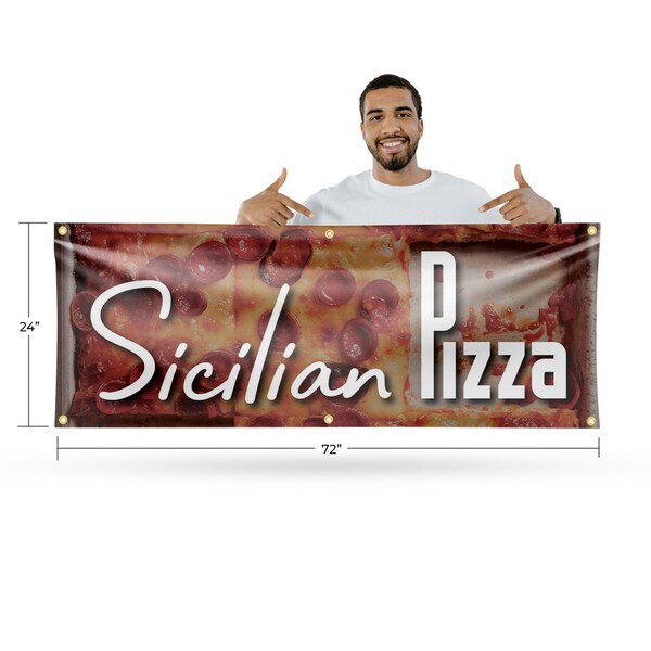 Signmission Sicilian Pizza, 24 Inch x 72 Inch, Vinyl Banner - B-72-30854