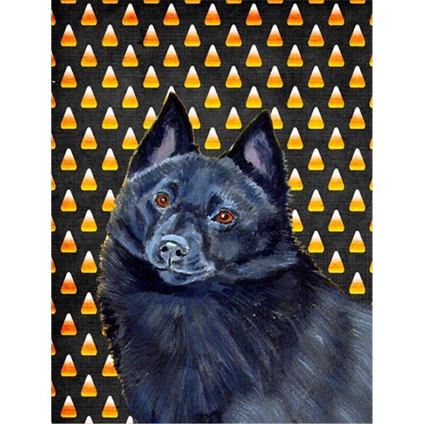 Patioplus 11 x 15 in. Schipperke Candy Corn Halloween Portrait Garden Size Flag - PA246734
