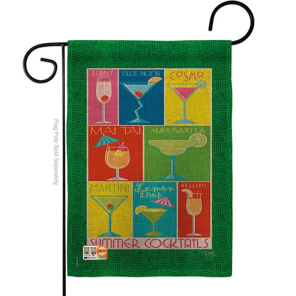 Gardencontrol 13 x 18.5 in. Summer Drinks Burlap Happy Hour & Beverages Vertical Double Sided Garden Flag - GA4156300